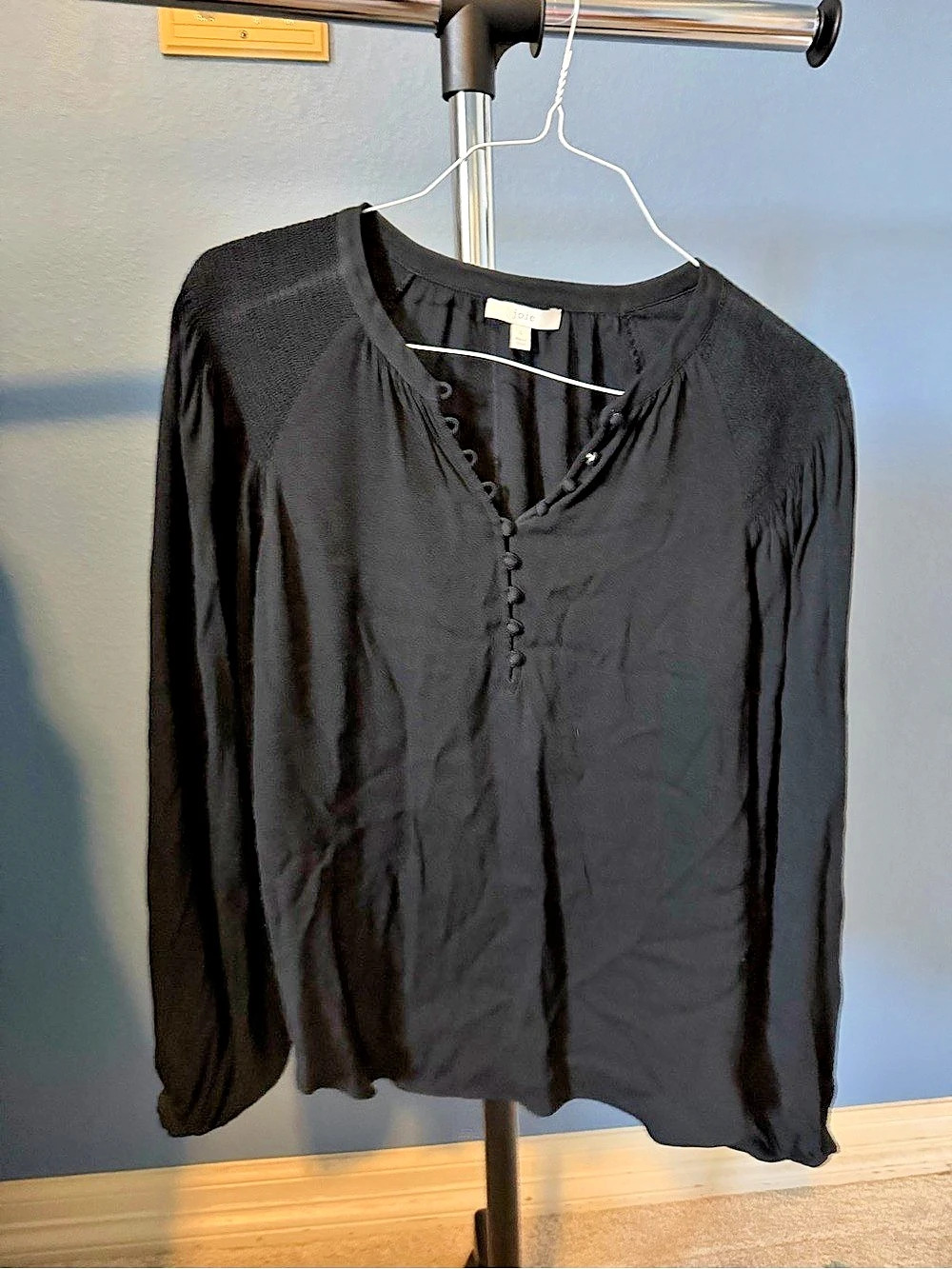joie Long Sleeve Blouse in Black Size Large Like New